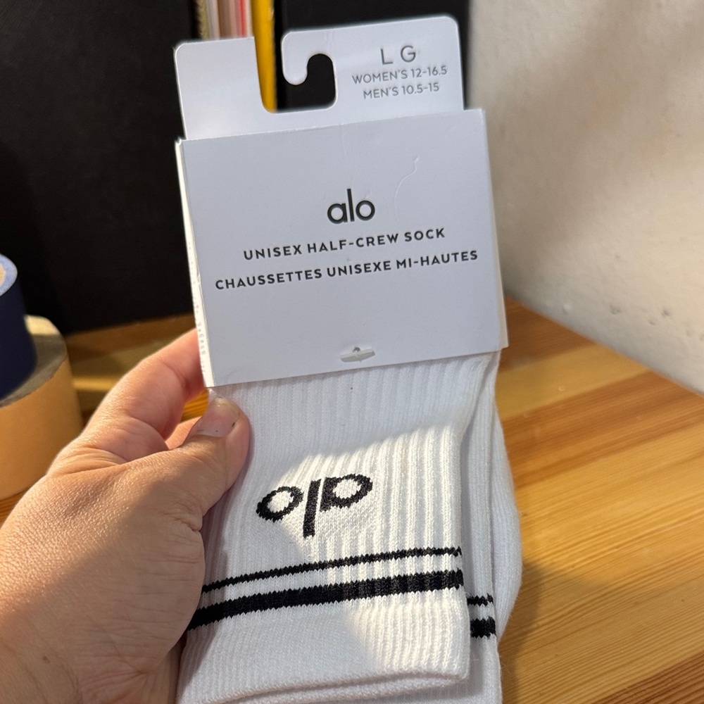 ALO Yoga White and Black Half-Crew Socks